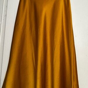 Elegant Mustard Yellow Satin Skirt
